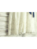Ivory Cotton Eyelet Lace Flower Girl Dress With Navy Blue Sash